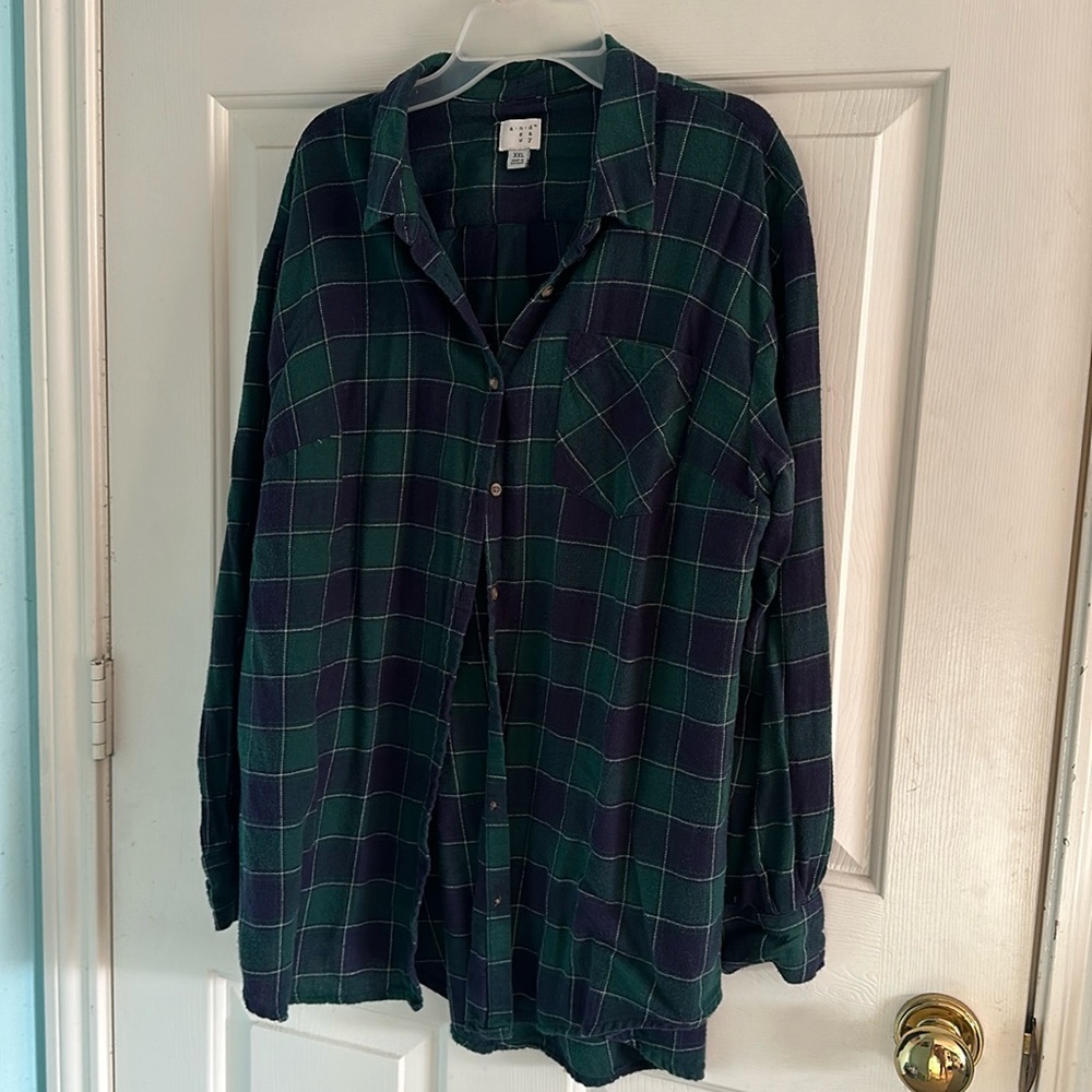 green and blue flannel